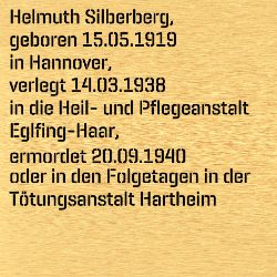 Helmuth Silberberg, Birthdate:: 15.05.1919, Birthplace:: Hannover, Date of death:: 20.09.1940, Place of death:: Tötungsanstalt Hartheim