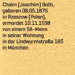Joachim Chaim Both, Birthdate:: 08.05.1876, Birthplace:: Rzeszow , Galizien, Date of death:: 10.11.1938, Place of death:: München