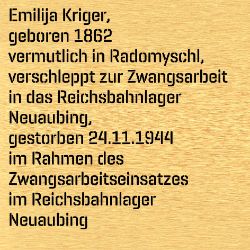 Emilija Kriger, Geburtsort:: Radomyschl, Todesdatum:: 24.11.1944, Todesort:: München