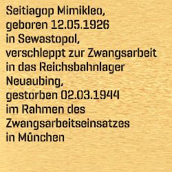 Seitiagop Mimikleo, Geburtsdatum:: 12.05.1926, Geburtsort:: Sewastopol, Todesdatum:: 02.03.1944, Todesort:: München
