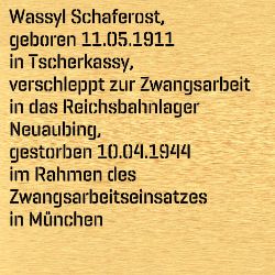 Wassyl Schaforost, Geburtsdatum:: 11.05.1911, Geburtsort:: Tscherkassy (Ukraine), Todesdatum:: 10.04.1944, Todesort:: München