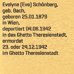 Evelyne (Eva) Schönberg, Birthdate:: 25.01.1879, Birthplace:: Wien, Österreich, Place of death:: Theresienstadt