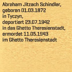Abraham Jitzchak Schindler, Birthdate:: 01.03.1872, Birthplace:: Tyczyn, Galizien, Date of death:: 11.05.1943, Place of death:: Theresienstadt