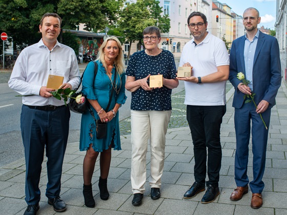 Christian Haager, Dr. Ingvild Richardson, Dr. Eva Strauß, Stadtrat Stefan Jagel und Thomas Schütte