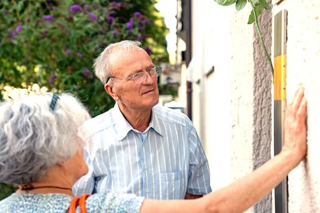 Relatives with the Memorial Sign for Theodor Sternau