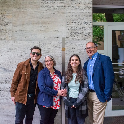 Family members in front of the Memorial Sign for Max Josef Freund