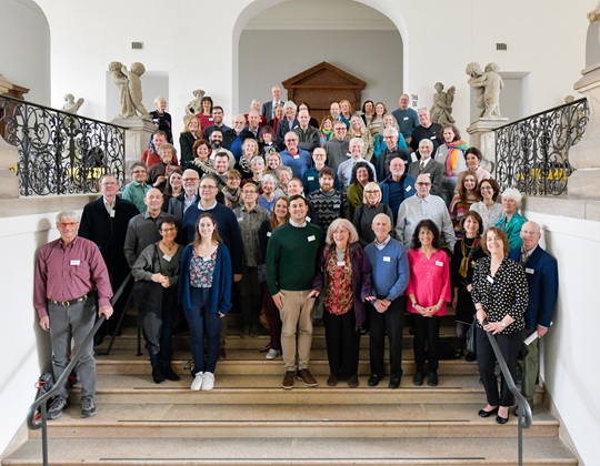 Group photo after the memorial service for Hermine Bernheimer, Hermann Binswanger, Minna Hirschberg, and Erna and Friedrich Marx