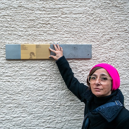 City Councillor Nimet Gökmenoğlu at the installation of the Memorial Signs