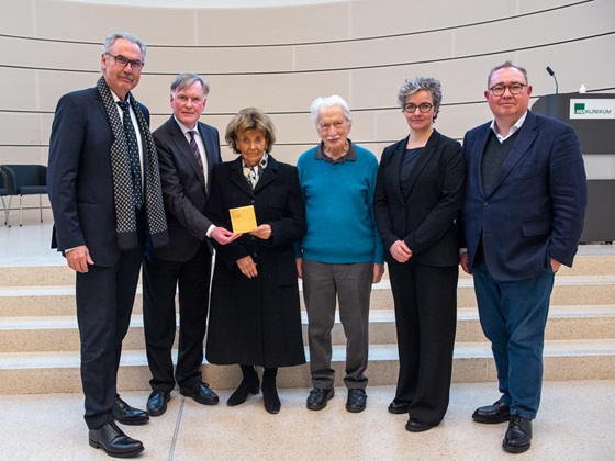 Guests at the memorial service for Erwin Kahn