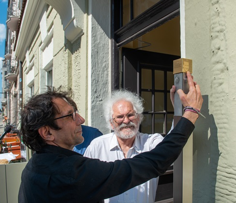 The Memorial Sign for Franz Scheider is installed