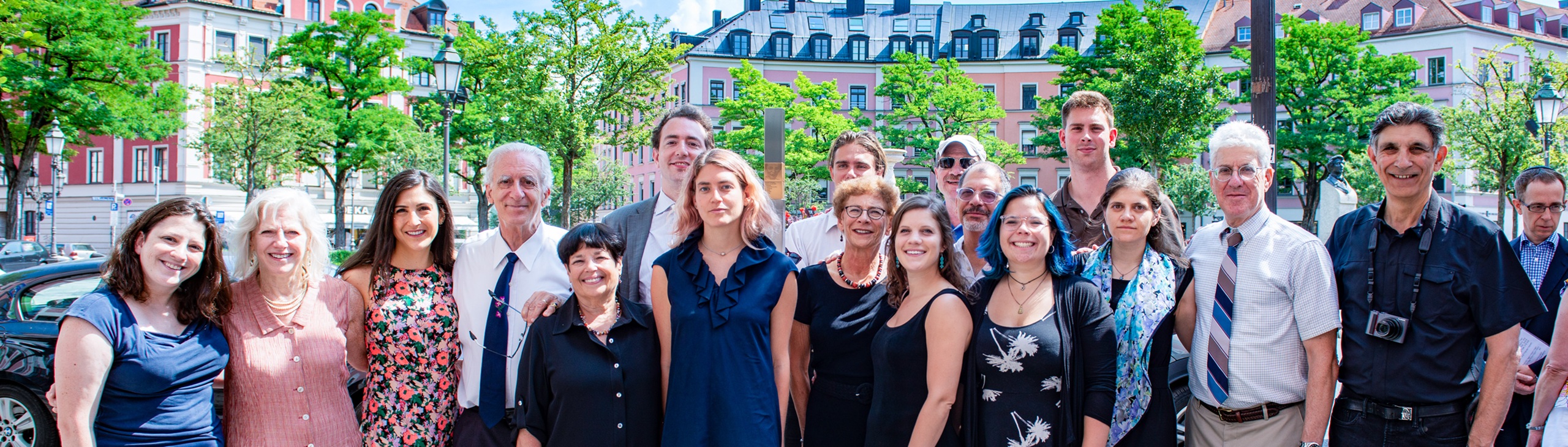 Relatives in front of the Memorial Sign for the Schwager family