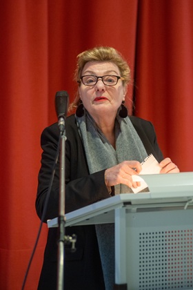 Angelika Krebs, granddaughter of Dr Michael Strich and initiator of the Memorial Sign