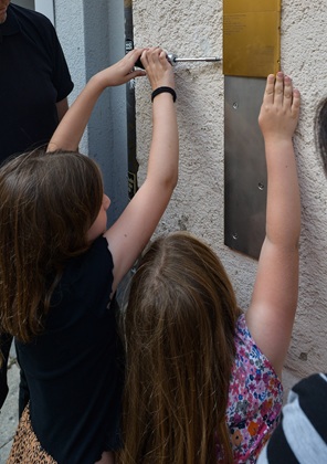Relatives installing Memorial Signs