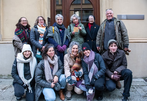 By the Memorial Sign for Olga Maier