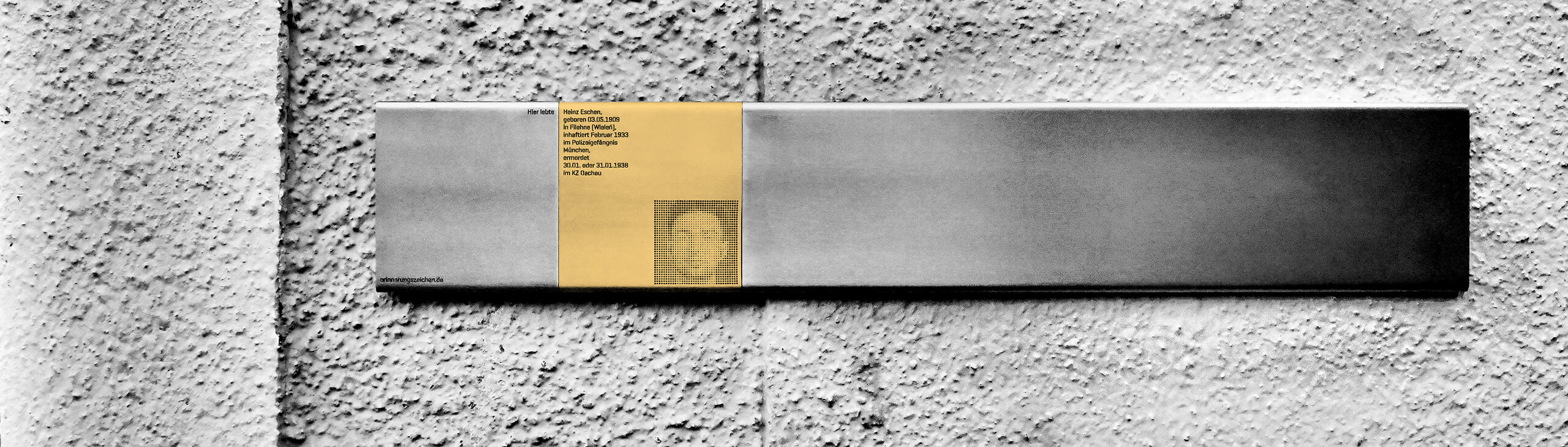 Plakette mit Erinnerungszeichen für Heinz Eschen
