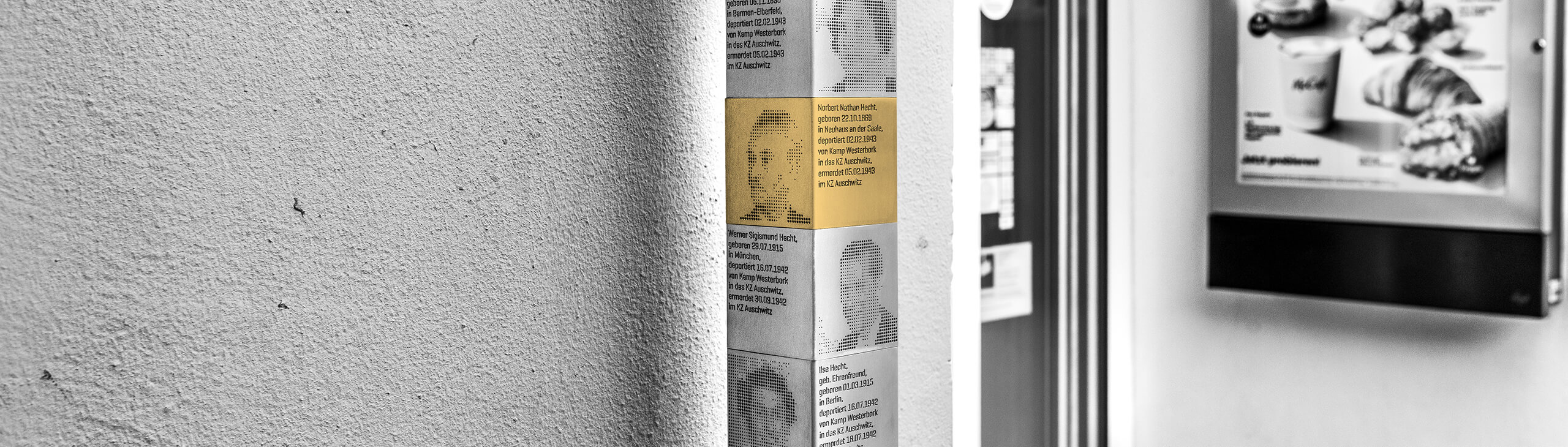 Stele mit Erinnerungszeichen für Norbert Hecht
