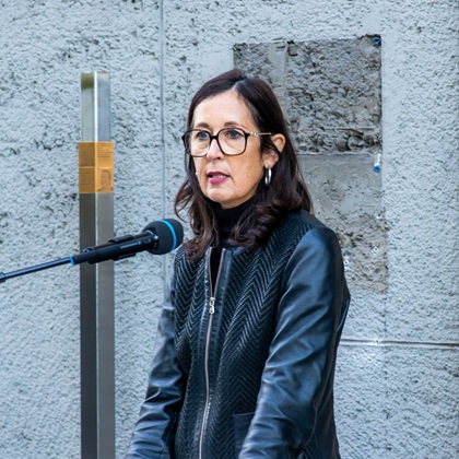 Dr Andrea Bambi, Head of Provenance Research and Export of Cultural Property of the Bavarian State Painting Collections, and initiator of the Memorial Signs